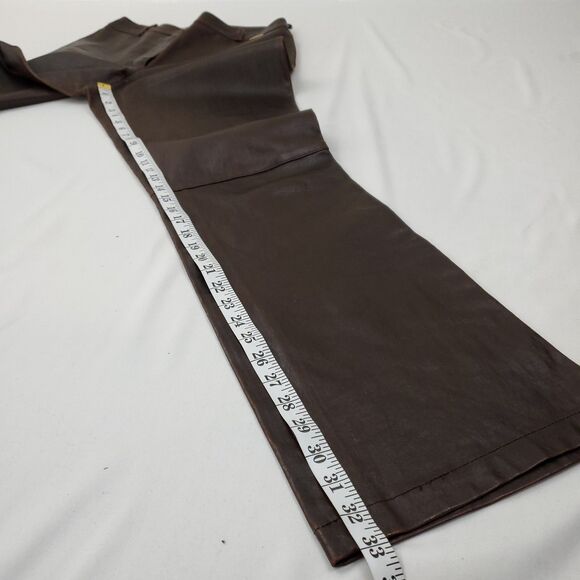 St. John High Rise Bootcut Brown Leather Pants 10 Western Cowgirl - Picture 10 of 15